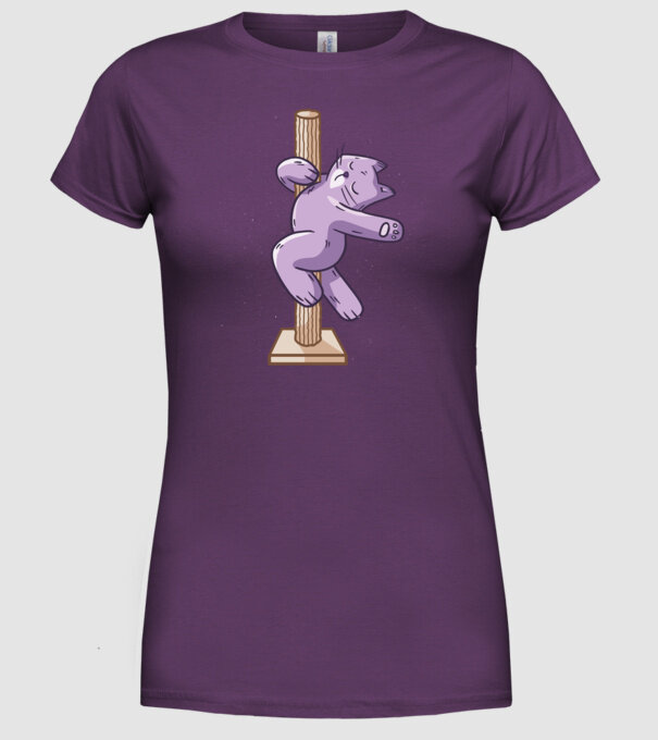 Pisică Dansatoare la bară model mov pe tricou