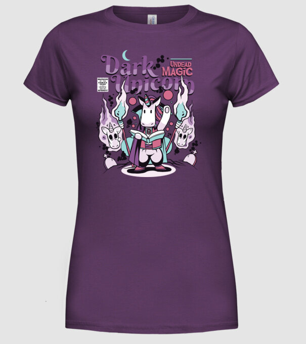 Magie neagră Unicorn model mov pe tricou