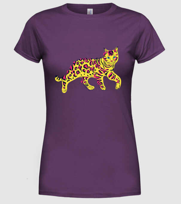 Pisică Abstract colorat model mov pe tricou
