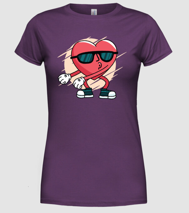 Inimă DAB Floss Heart tricou model mov pe tricou