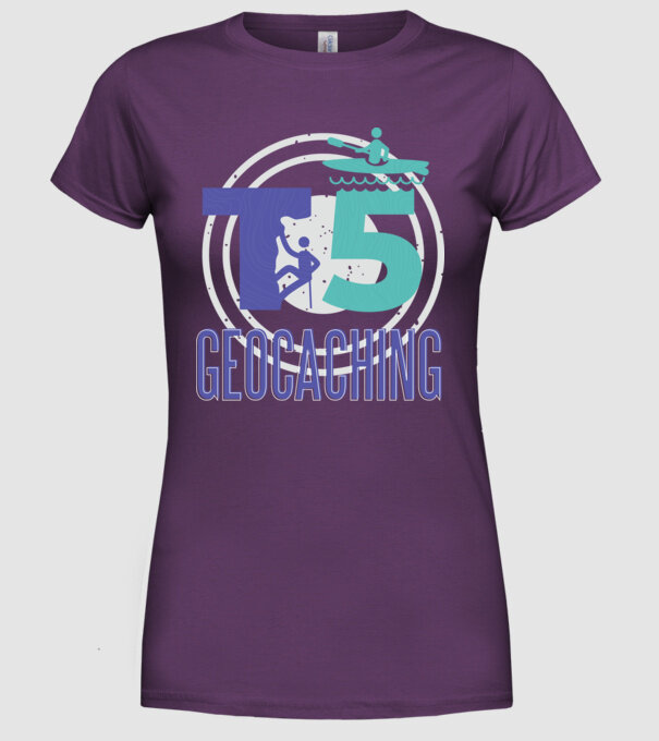 T5 Geocaching model mov pe tricou