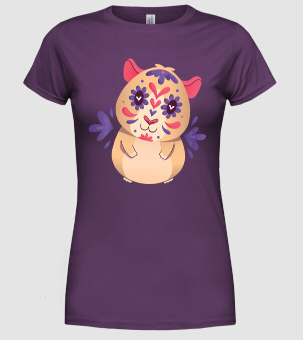 Porcușor de Guineea model mov pe tricou