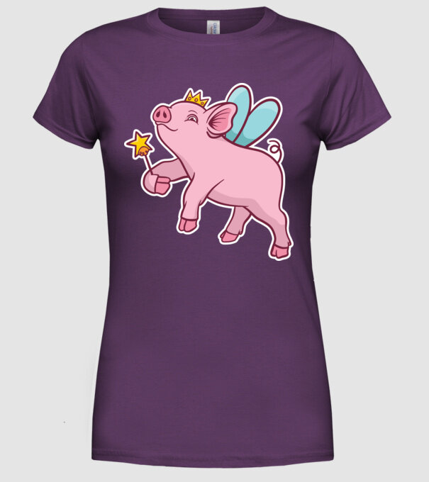 Porcușor zână model mov pe tricou
