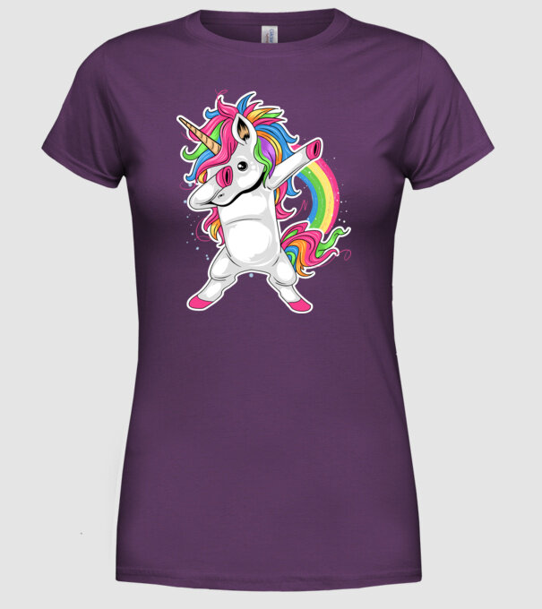 Unicorn Dab model mov pe tricou