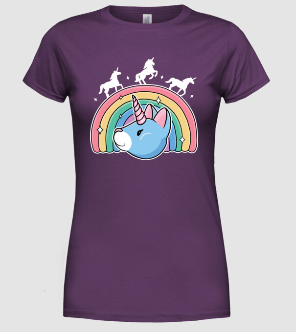 Pisică Unicorn model mov pe tricou
