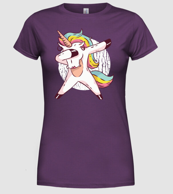 Unicorn DAB model mov pe tricou