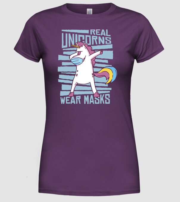 Unicorn DAB Mască model mov pe tricou