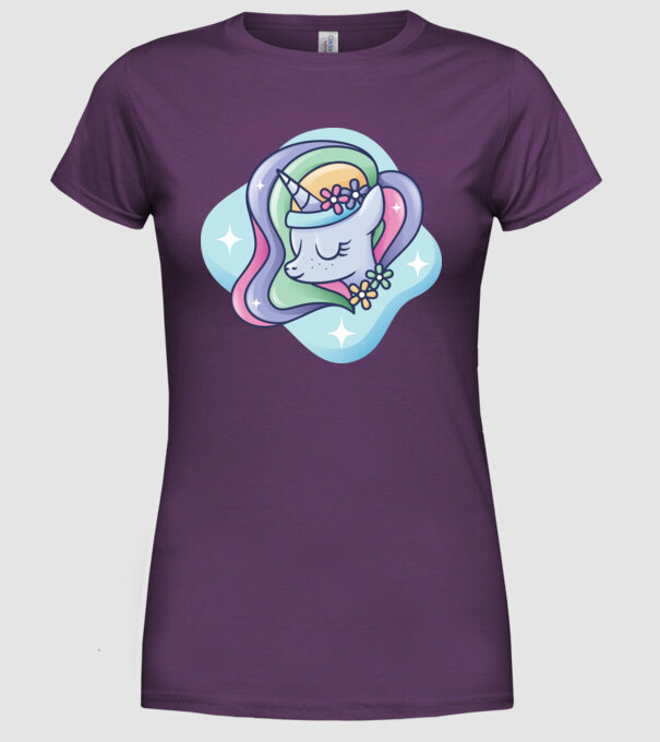 Cap de unicorn model mov pe tricou