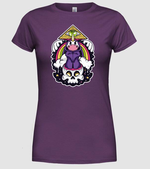 Unicorn Illuminati model mov pe tricou