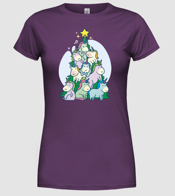 Unicorn pom de Crăciun model mov pe tricou