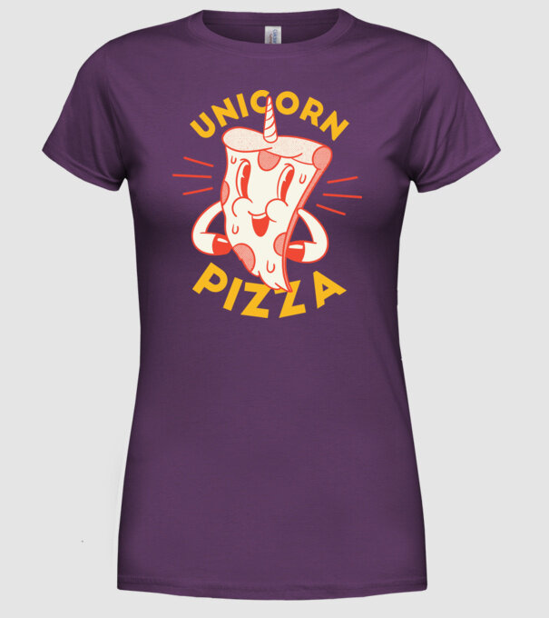 Unicorn Pizza model mov pe tricou