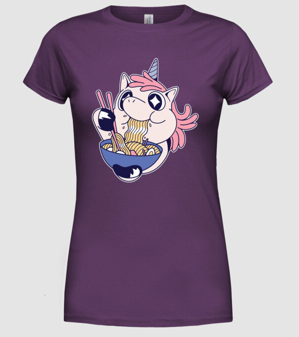Unicorn Ramen model mov pe tricou
