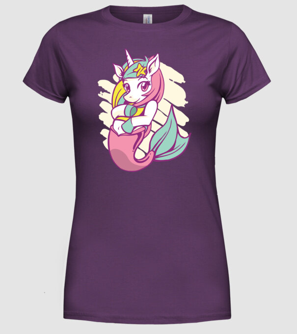 Unicorn Sirenă model mov pe tricou
