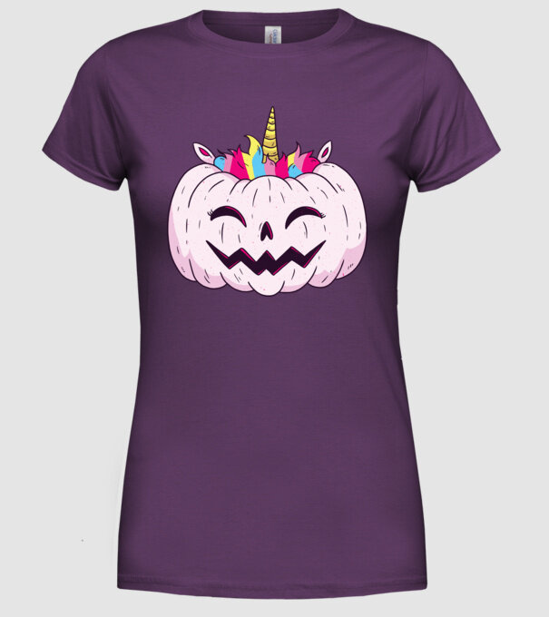Unicorn Dovleac Halloween model mov pe tricou
