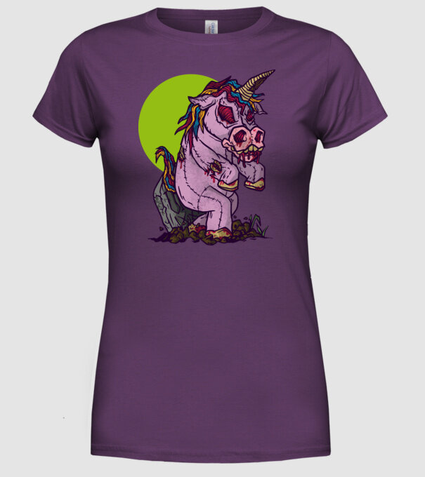 Zombie unicorn model mov pe tricou