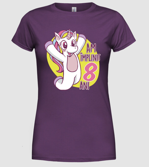 Am împlinit 8 ani model mov pe tricou