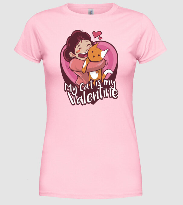 'Pisica mea este dragostea mea Tricou drăguț pentru Valentine''s Day' model roz deschis pe tricou