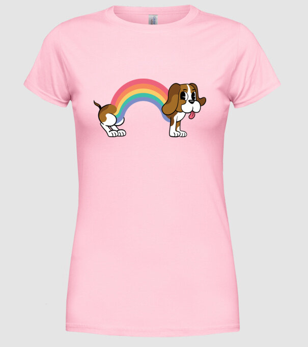 Beagle curcubeu model roz deschis pe tricou