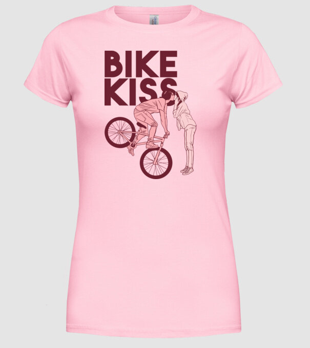 Pupici cu bicicletă model roz deschis pe tricou