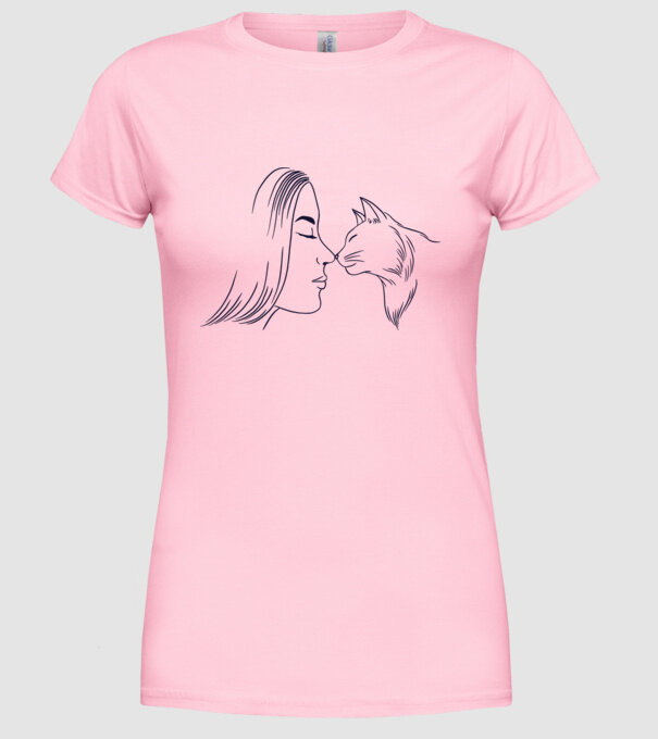 Dragoste Pisică model roz deschis pe tricou