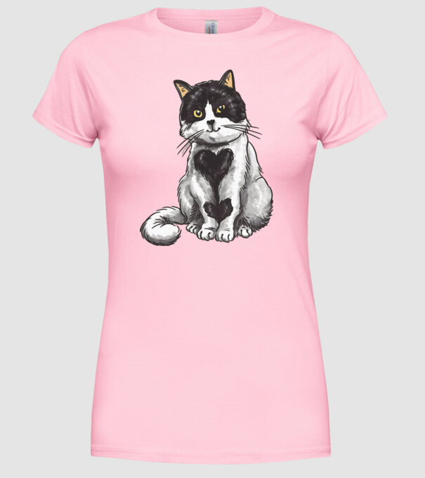 Pisicuță drăguță model roz deschis pe tricou