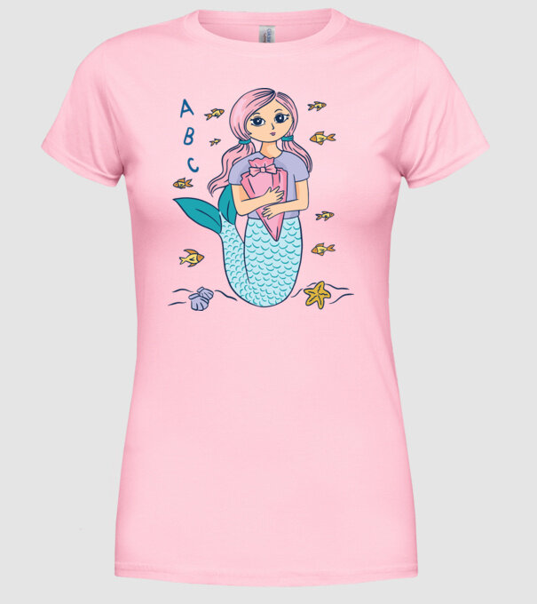 Sirenă Școlăriță drăguță model roz deschis pe tricou