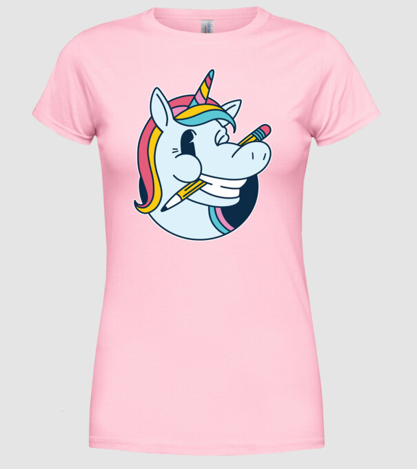 Elev Unicorn drăguț model roz deschis pe tricou