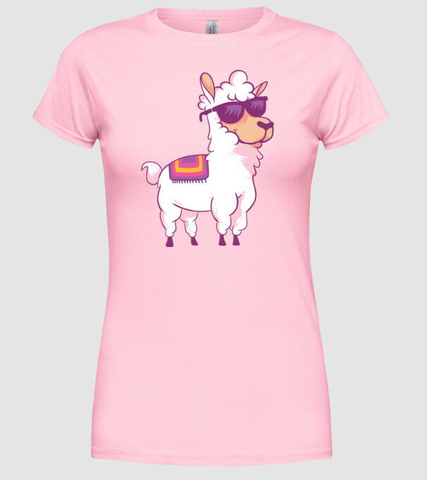 Llama drăguț model roz deschis pe tricou