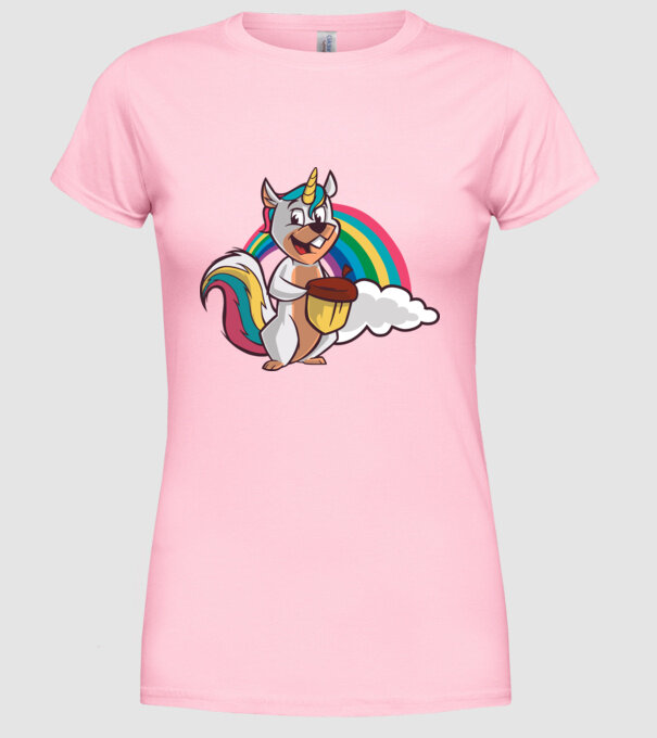 Unicorn drăguț Veveriță model roz deschis pe tricou
