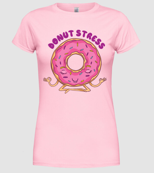 Donut Stress Gogoașă model roz deschis pe tricou
