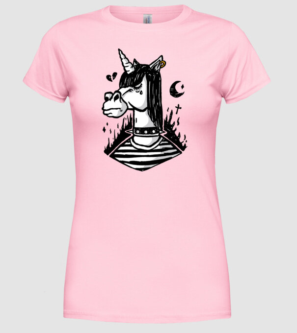 Emo unicorn model roz deschis pe tricou