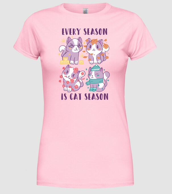 Every Season is Cat Season model roz deschis pe tricou