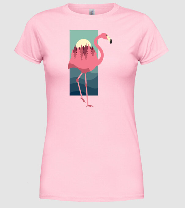 Flamingo Design model roz deschis pe tricou