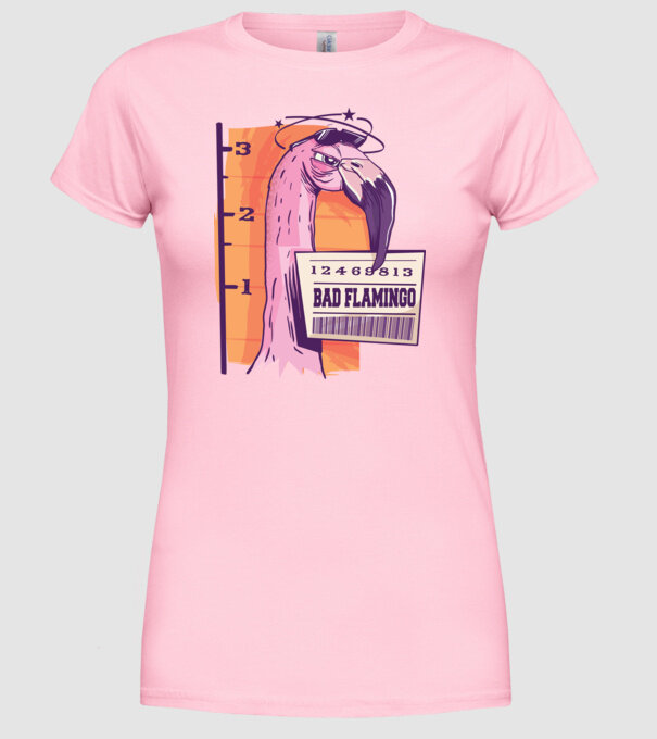 Flamingo arestat amuzant model roz deschis pe tricou