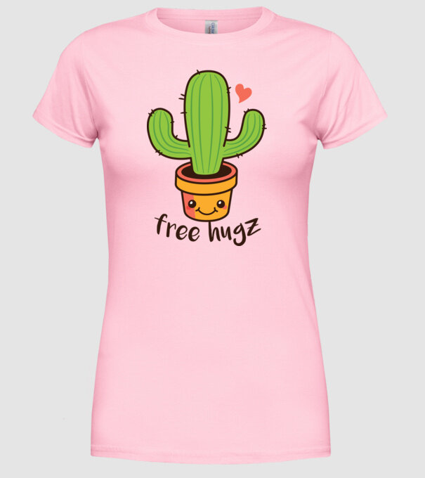 Free Hugz tricou amuzant Cactus model roz deschis pe tricou