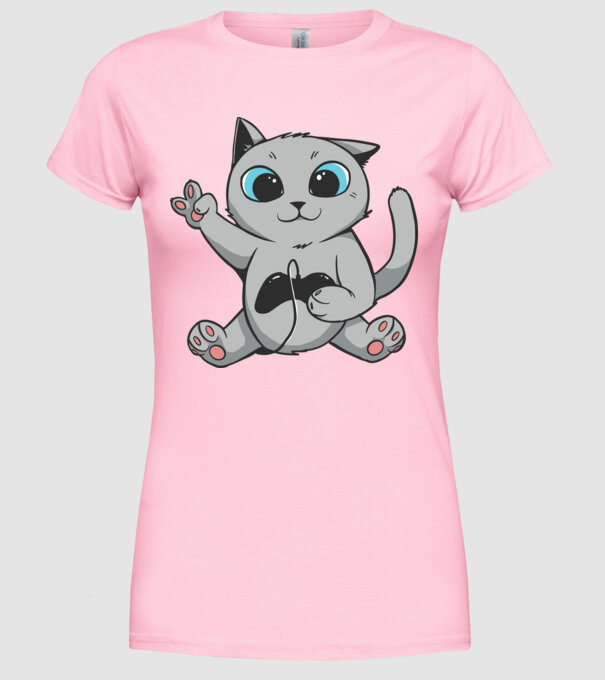 Pisică Gamer model roz deschis pe tricou