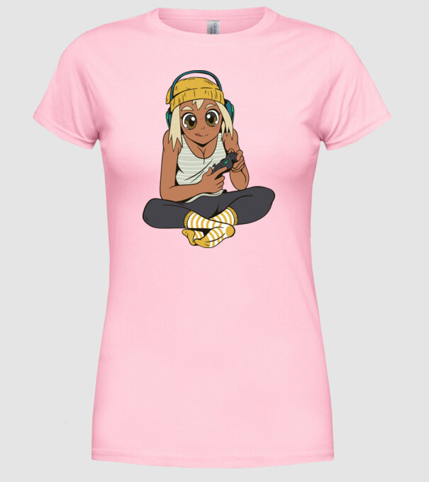 Fată Gamer model roz deschis pe tricou