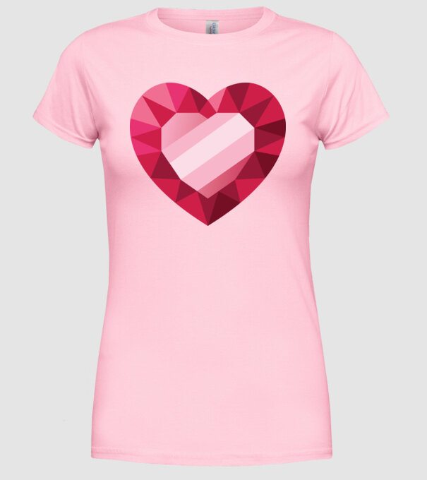 Inimă diamant model roz deschis pe tricou