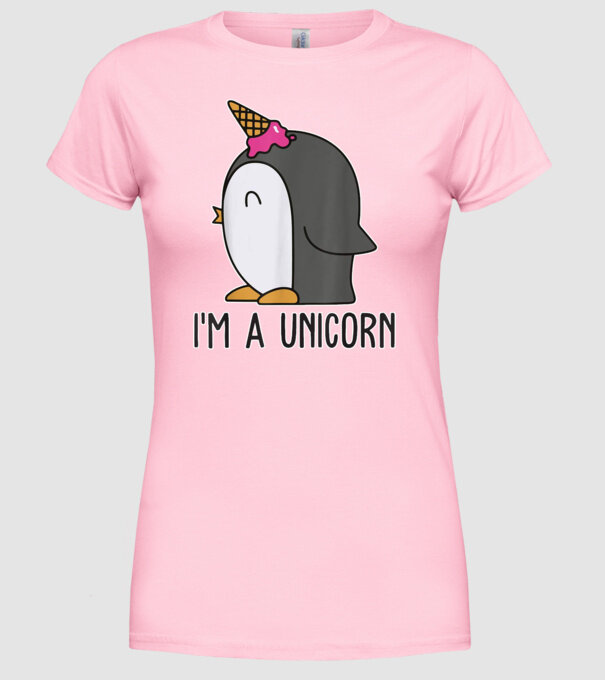 'I''m a unicorn - penguin' model roz deschis pe tricou