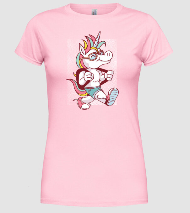 Unicorn școlar model roz deschis pe tricou