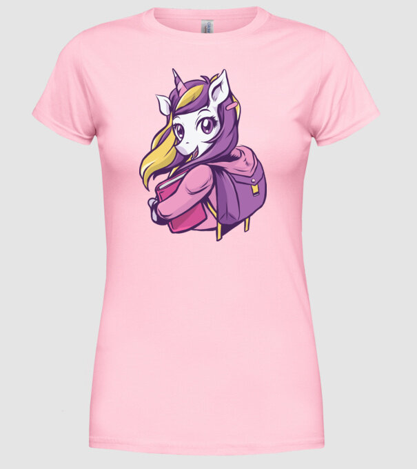 Școlăriță Unicorn model roz deschis pe tricou
