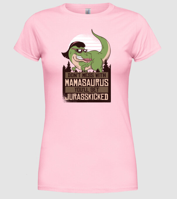 Mamasaurus tricou cu dinozaur model roz deschis pe tricou