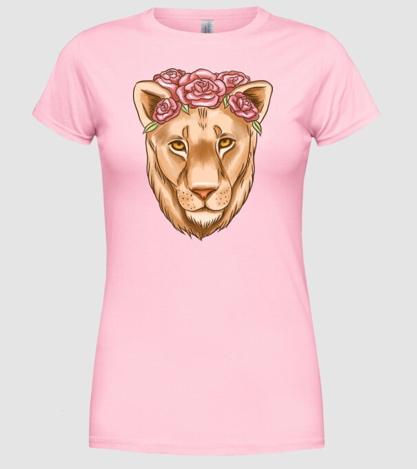 Doamnă leu model roz deschis pe tricou