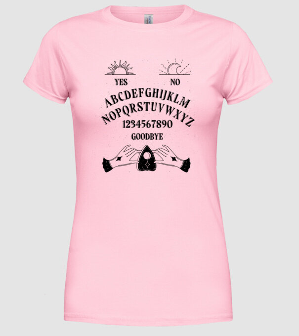 Motiv Ouija model roz deschis pe tricou