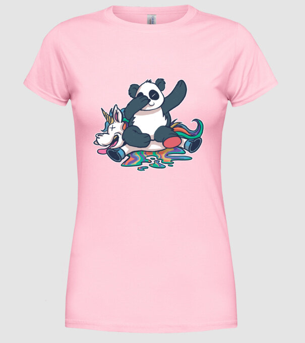 Panda DAB Unicorn model roz deschis pe tricou