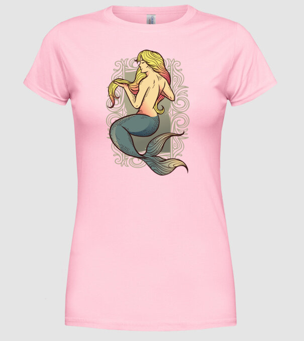 Sirenă model roz deschis pe tricou