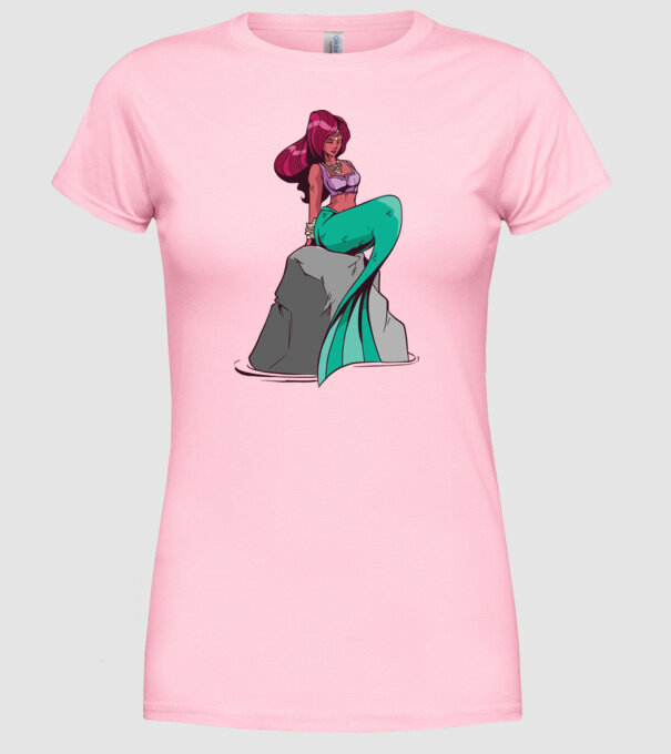 Sirenă model roz deschis pe tricou