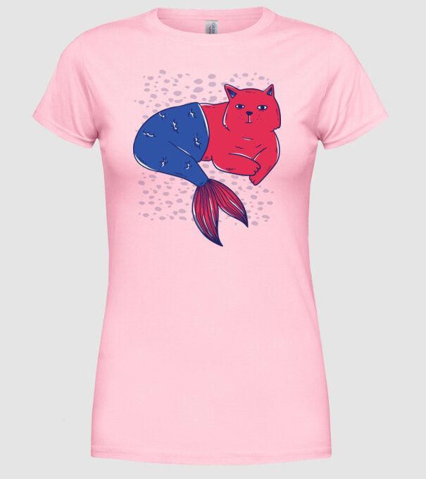 Pisică Sirenă model roz deschis pe tricou