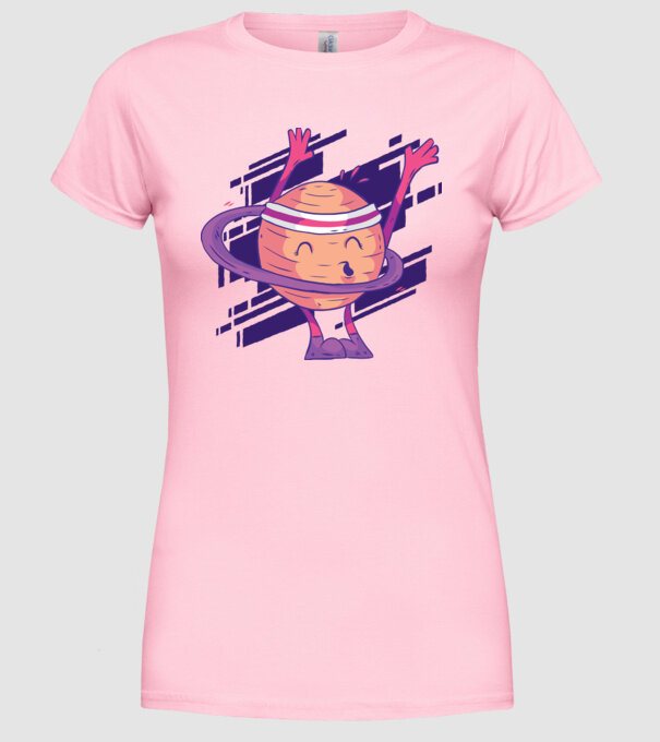 Cerc Hula-Hoop Saturn model roz deschis pe tricou