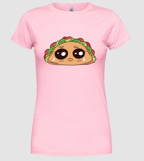 Taco trist model roz deschis pe tricou